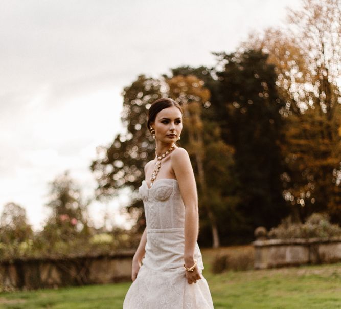 Fitted Corset Wedding Dress with Tiered Wedding Skirt | Emma Beaumont Wedding Dress Collection | Bridal Gowns | Stylish Wedding Dresses | Agnes Black Photography