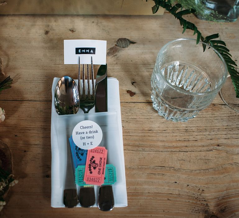 Drinks Tokens at Place Setting