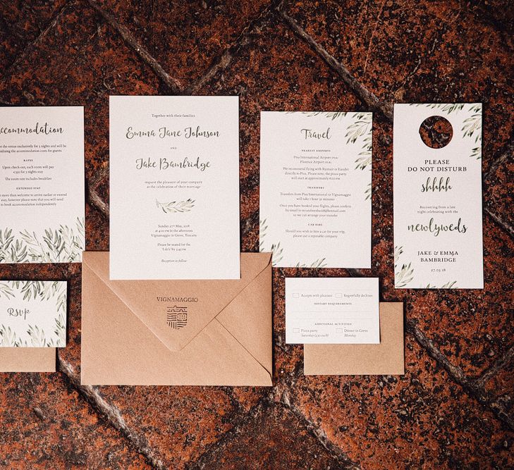 Wedding Stationery Suite | Stylish Tuscan Wedding at Vignamaggio Planned by The Wedding Boutique Italy | Samuel Docker Photography | Paul Vann Films