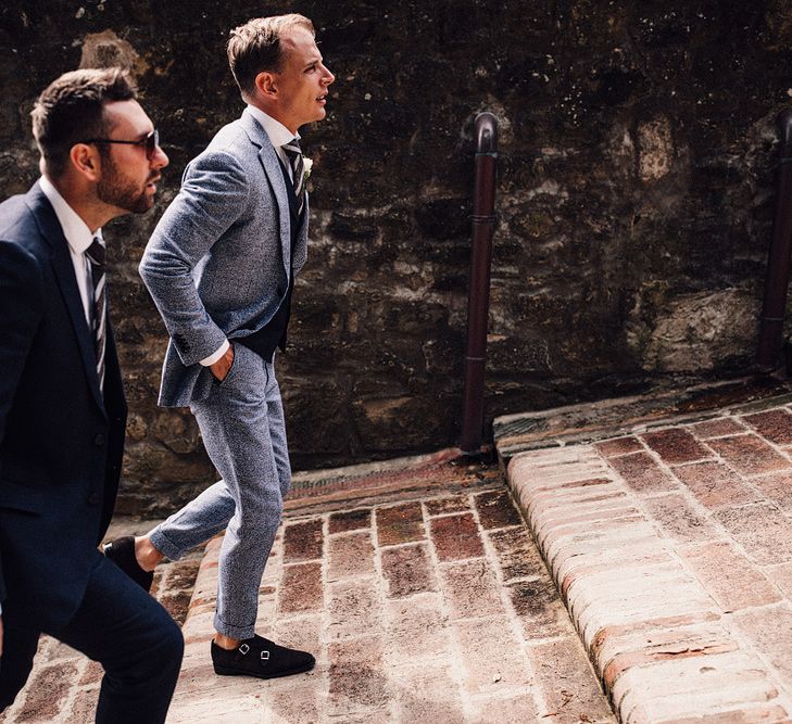 Groom in Light Blue Linen Suit Supply Wedding Suit | Stylish Tuscan Wedding at Vignamaggio Planned by The Wedding Boutique Italy | Samuel Docker Photography | Paul Vann Films