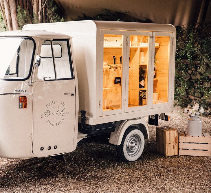 Vintage Ape Wedding Bar | Stylish Tuscan Wedding at Vignamaggio Planned by The Wedding Boutique Italy | Samuel Docker Photography | Paul Vann Films