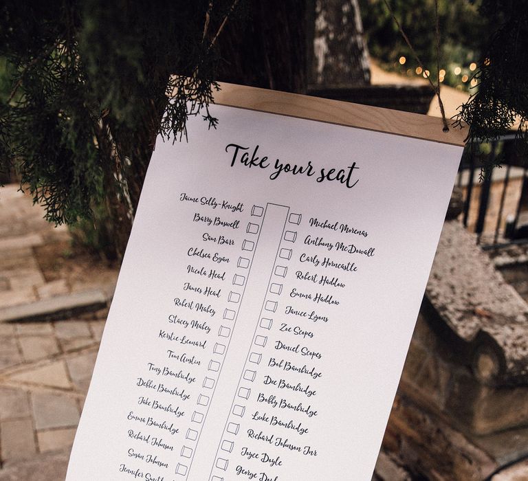 Contemporary Seating Chart | Stylish Tuscan Wedding at Vignamaggio Planned by The Wedding Boutique Italy | Samuel Docker Photography | Paul Vann Films