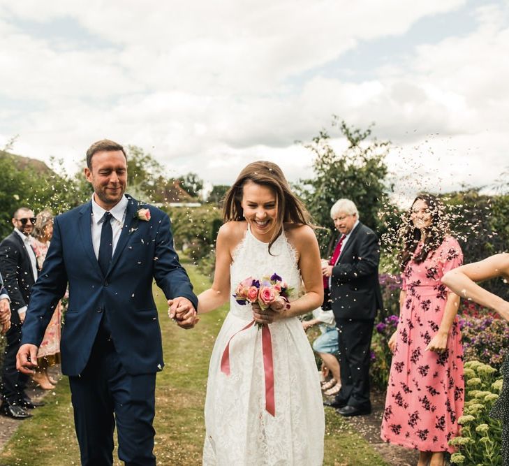 Confetti moment at intimate wedding