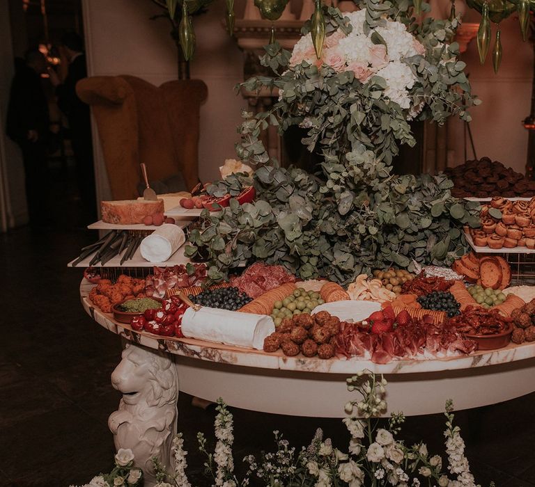 Grape &amp; Fig grazing table at wedding