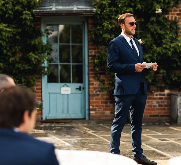 Grooms wedding speech at intimate Micklefield Hall wedding