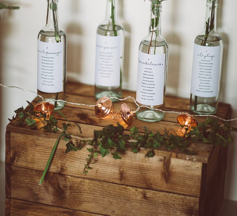 Bottle Table Plan // Brookfield Barn Wedding Venue With Rustic Styling And Bride In Enzoani With Images From Lemonade Pictures And Film By Kitebox Films