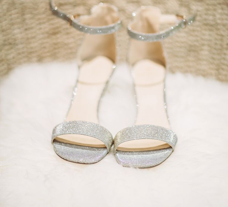 Metallic Wedding Shoes // Brookfield Barn Wedding Venue With Rustic Styling And Bride In Enzoani With Images From Lemonade Pictures And Film By Kitebox Films