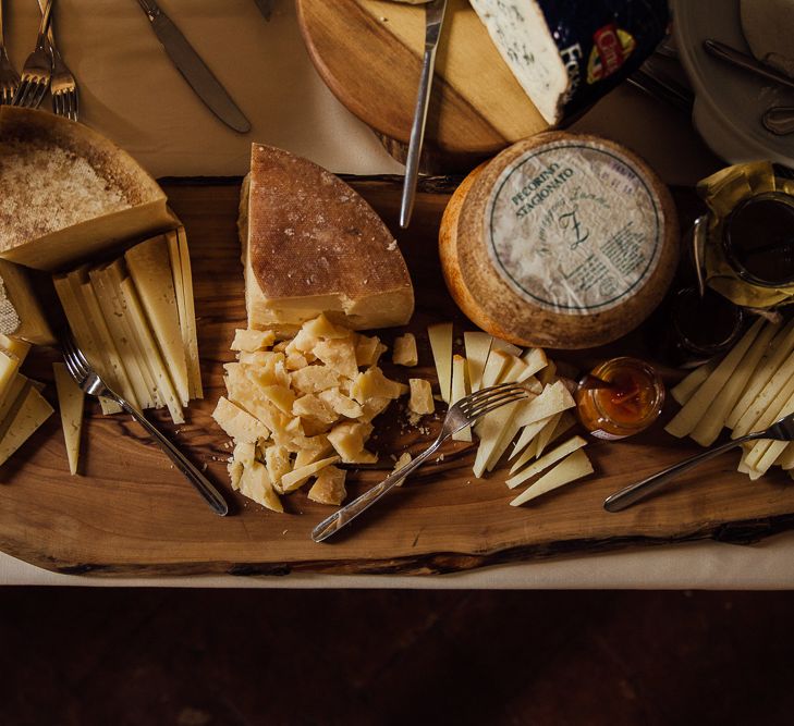 Cheese! Destination wedding in Italy. Featuring RMW The List recommended suppliers Wiskow &amp; White and Red on Blonde. Rue de Seine wedding gown with deep red chianti bridesmaid Rewritten dresses.