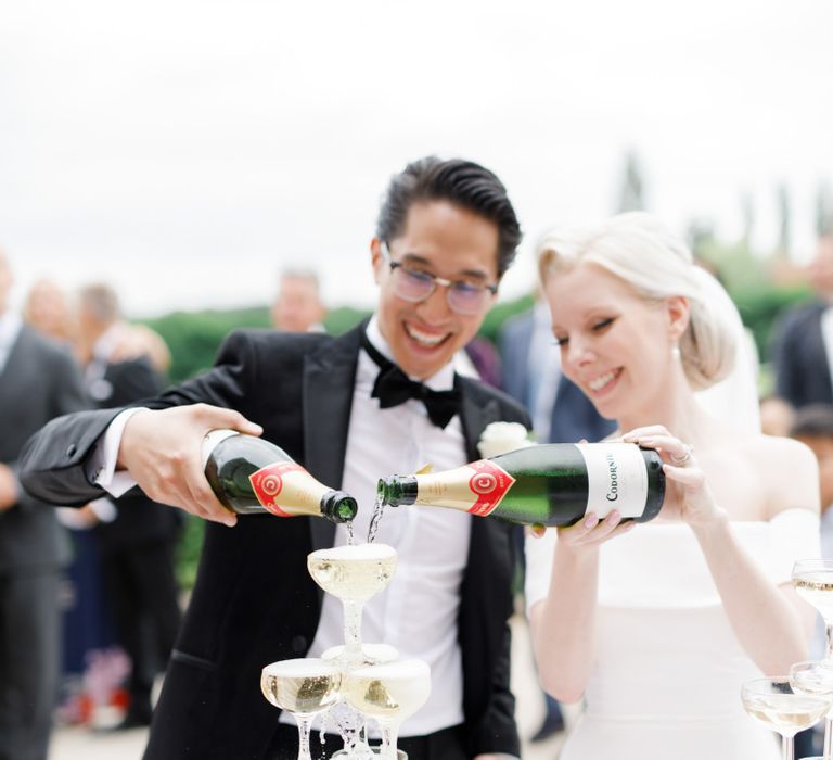 Champagne tower at Froyle Park wedding