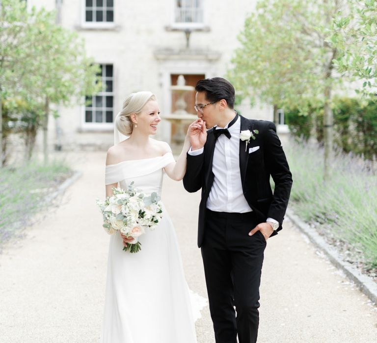 Bride and groom portrait at Froyle Park wedding venue