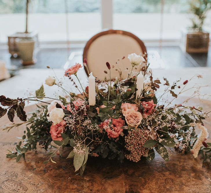 Blush Pink and Raspberry Wedding Floral Arrangement