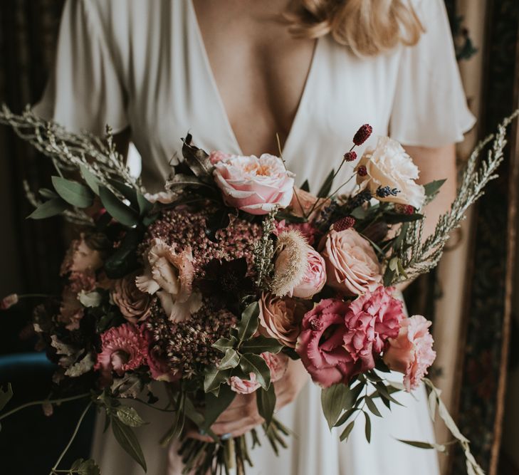 Romantic Pink and Foliage Wedding Bouquet