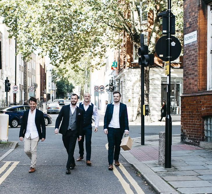 Groom and his groomsmen at London celebration