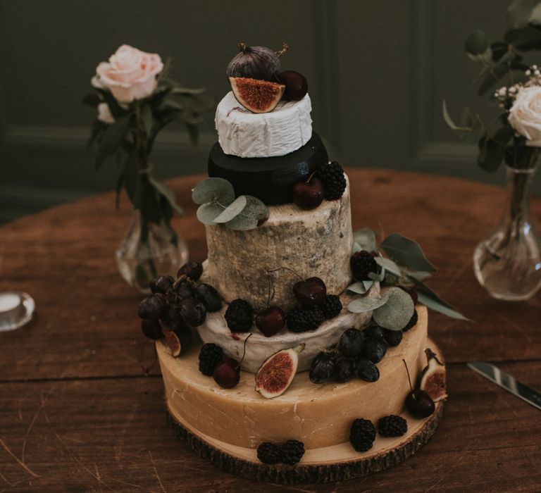 Cheese Tower Wedding Cake with Fig Decor