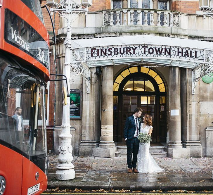 Bride wearing Phase Eight Wedding Dress at London Town Hall reception