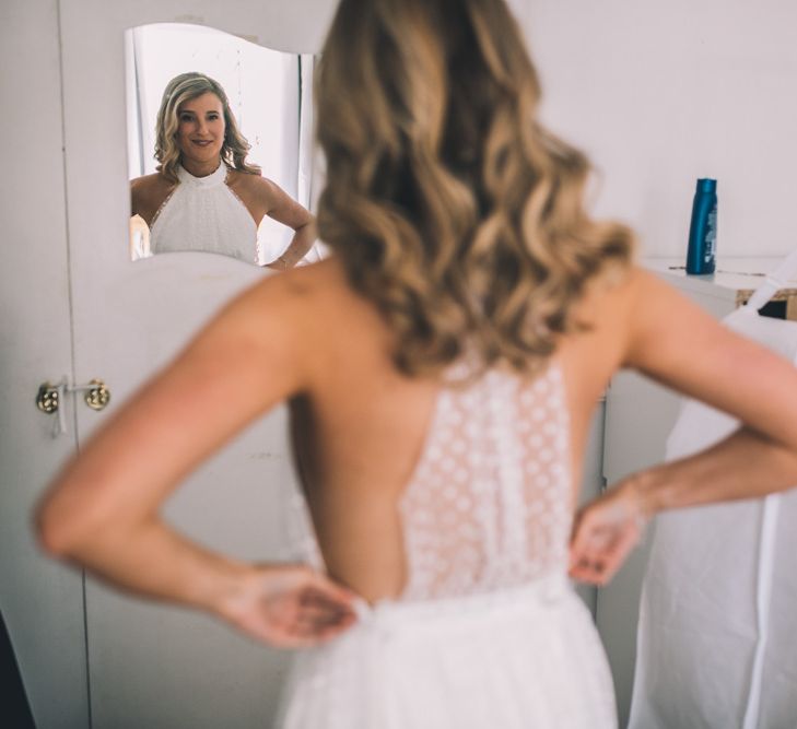 Halterneck Wedding Dress With Polka Dots