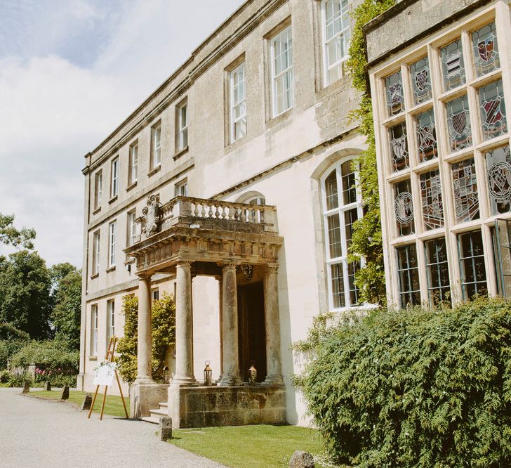 Elmore Court Wedding Venue Gloucestershire // Larkspur &amp; Delphinium Wedding Flowers Elmore Court Gloucestershire Bride Pronovias Calligraphy Pale Press Flowers By The Rose Shed Images David Jenkins