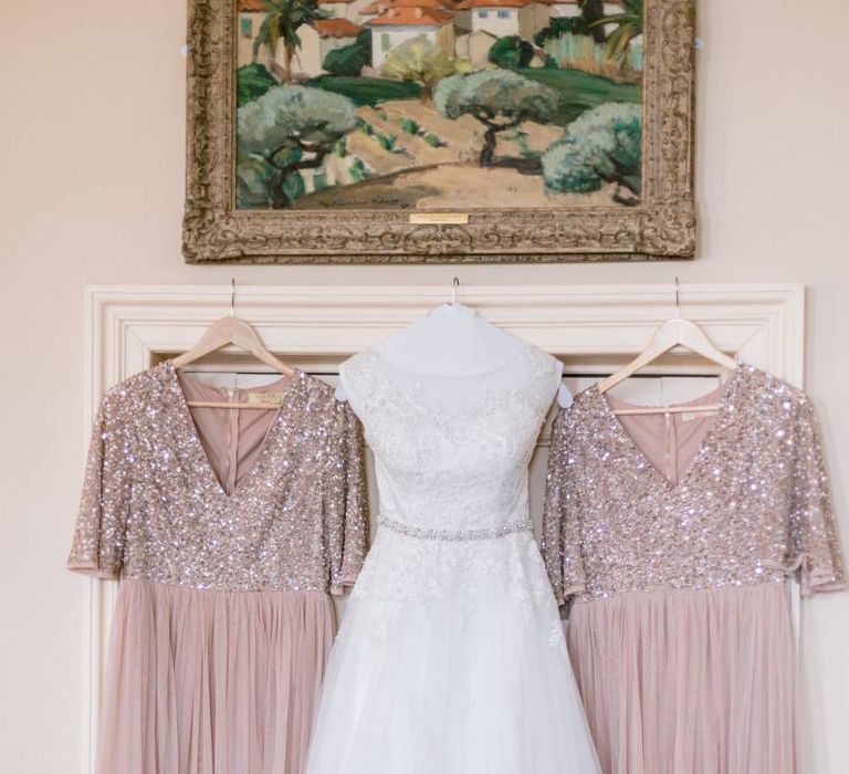 Pink bridesmaid dresses for Culzean Castle wedding in Scotland