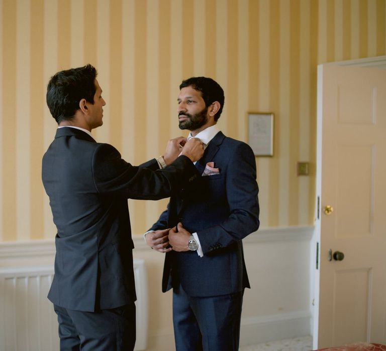 Groom gets ready for Culzean Castle wedding in Scotland