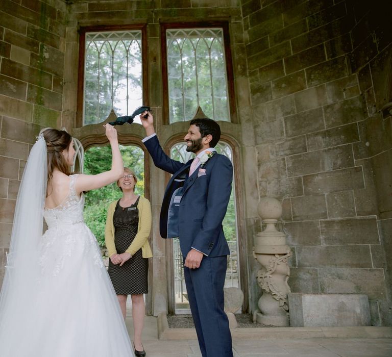 Handfasting ceremony at Culzean Castle wedding in Scotland