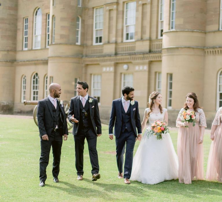 Bridal party with groomsmen at Culzean Castle wedding in Scotland