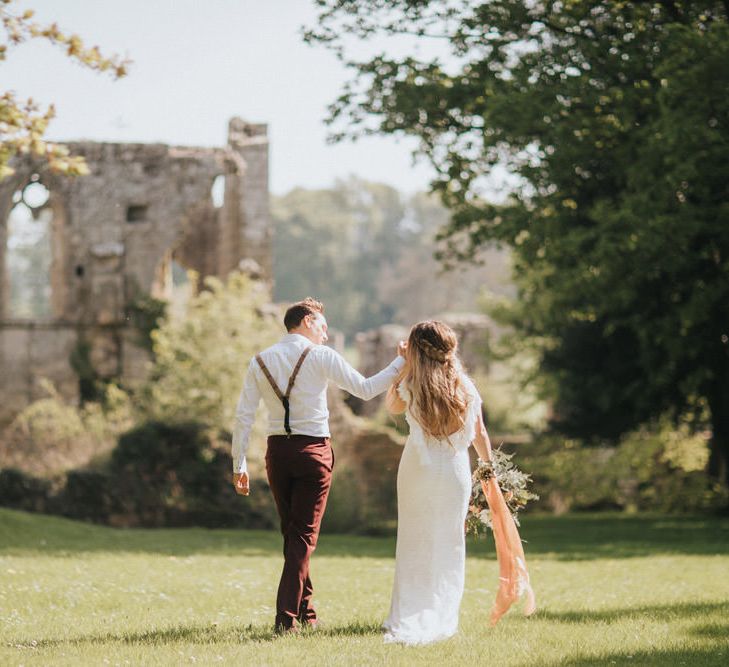 Boho Bride and Groom at Jervaulx Abbey