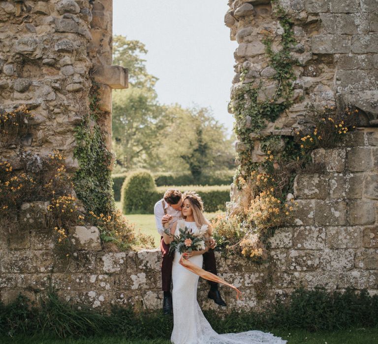 Boho Bride and Groom at Jervaulx Abbey