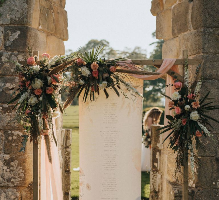 Wooden Frame and Dried Flower with Poster Table Plan