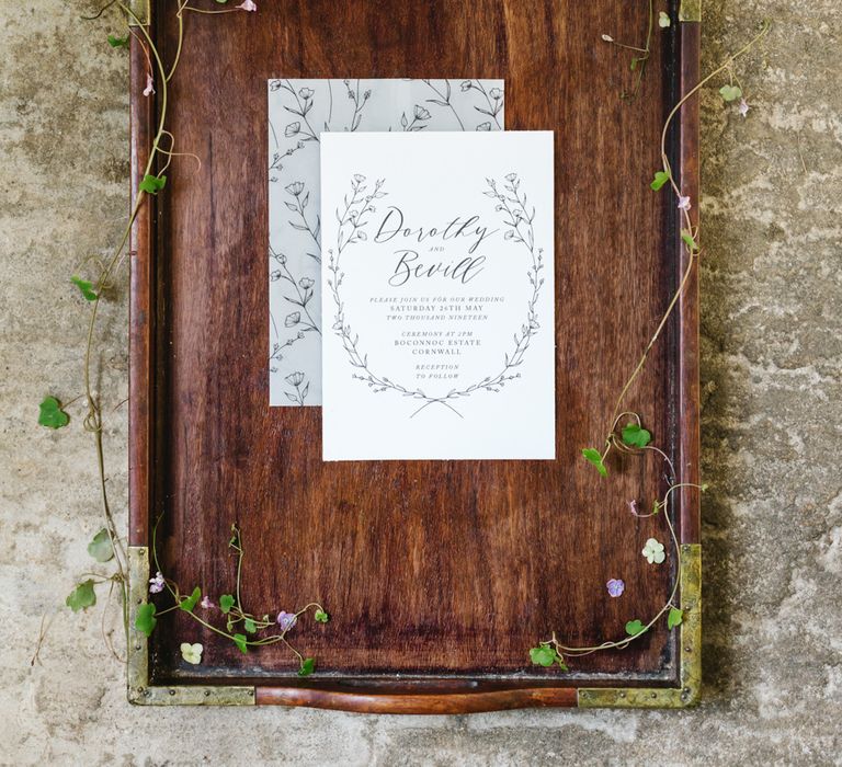 Sincerely May Wedding Stationery | Timeless English Country Garden Inspiration at Boconnoc House and Estate in Cornwall, Styled by On Serpentine Shores | Debs Alexander Photography