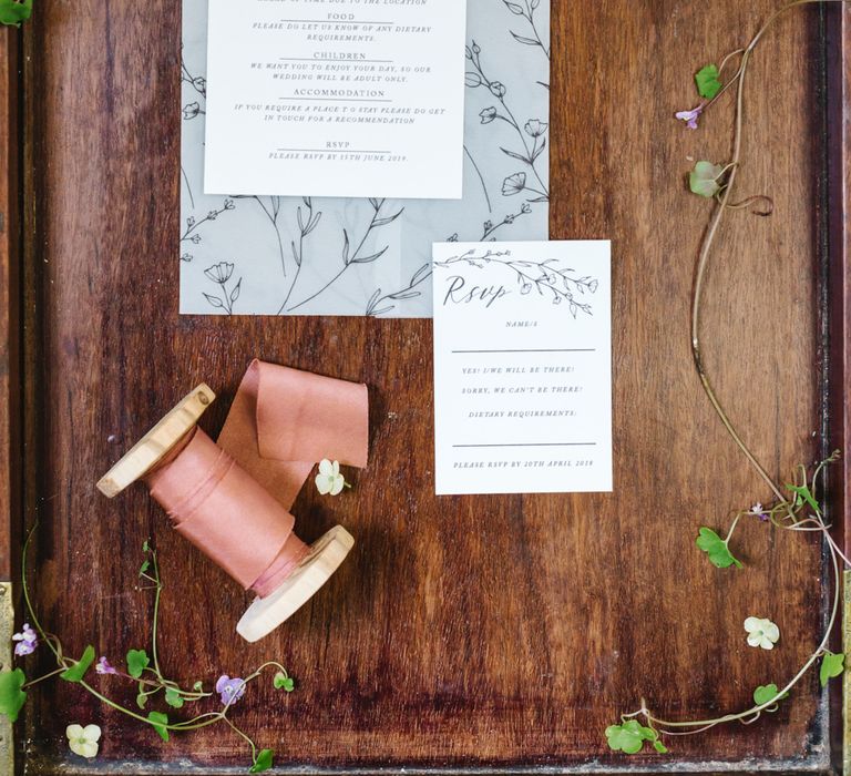 Sincerley May Wedding Stationery | Timeless English Country Garden Inspiration at Boconnoc House and Estate in Cornwall, Styled by On Serpentine Shores | Debs Alexander Photography