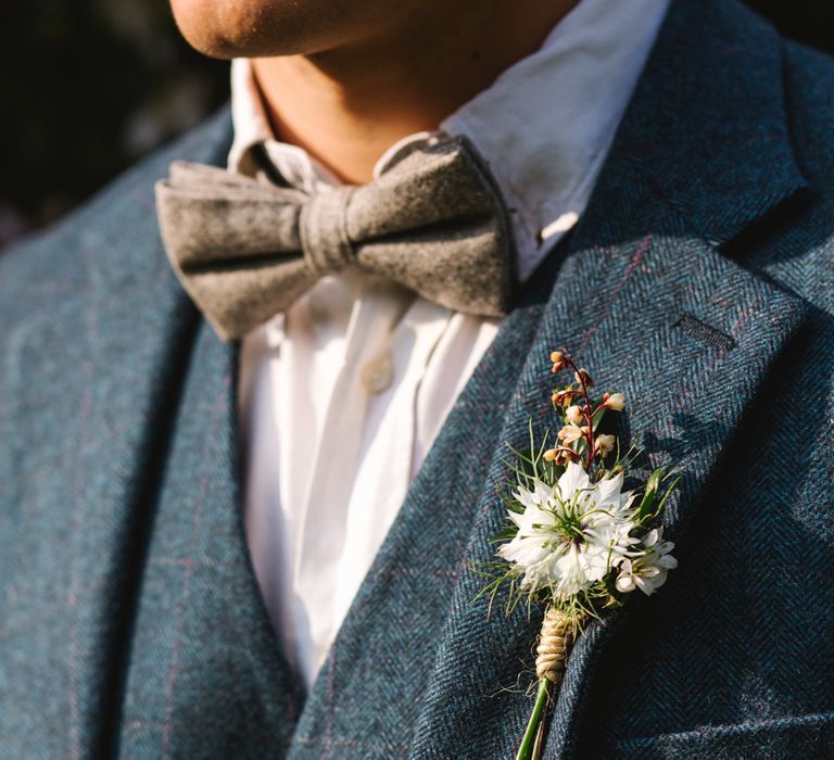 Groom in Navy Blue Wool Three Piece Suit by The Vintage Suit Hire Company via The Wedding Hub | Timeless English Country Garden Inspiration at Boconnoc House and Estate in Cornwall, Styled by On Serpentine Shores | Debs Alexander Photography