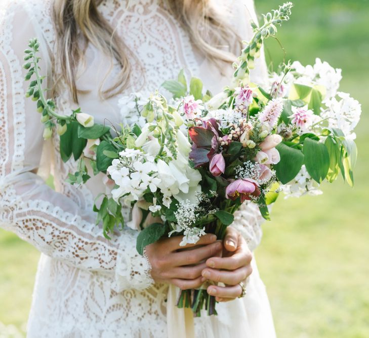 Beautiful Bride in Rock The Frock Bridal Gown via The Wedding Hub | The Garden Gate Flower Company Wedding Bouquet | Timeless English Country Garden Inspiration at Boconnoc House and Estate in Cornwall, Styled by On Serpentine Shores | Debs Alexander Photography