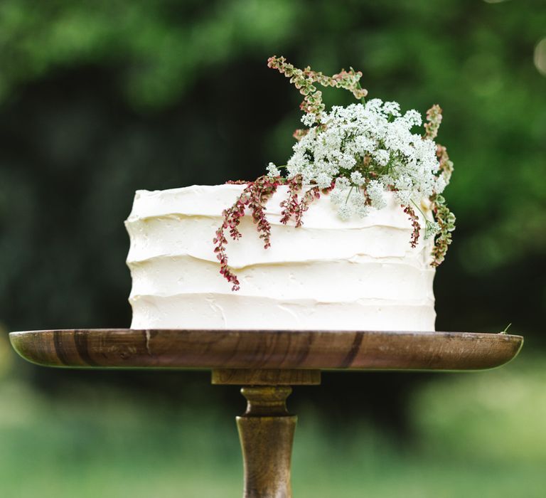 Elegant Single Tier Peboryon Wedding Cake | Timeless English Country Garden Inspiration at Boconnoc House and Estate in Cornwall, Styled by On Serpentine Shores | Debs Alexander Photography