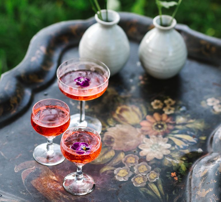 Tinkture 'Rose' Gin Station | Timeless English Country Garden Inspiration at Boconnoc House and Estate in Cornwall, Styled by On Serpentine Shores | Debs Alexander Photography