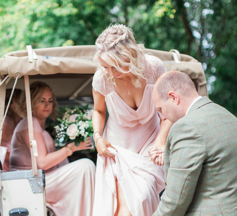 Bridal Party | Pink ASOS Bridesmaid Dresses |Bride in Felicity Cooper Bridal Gown | Pink &amp; White At Home Marquee Wedding by Pretty Creative Styling | Jo Bradbury Photography