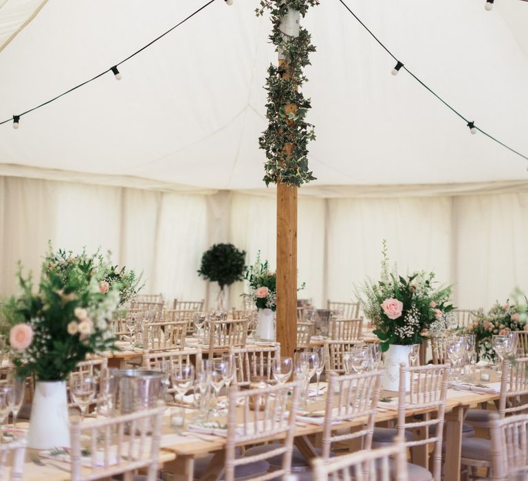 Vine Covered Pole | Pink &amp; White At Home Marquee Wedding by Pretty Creative Styling | Jo Bradbury Photography