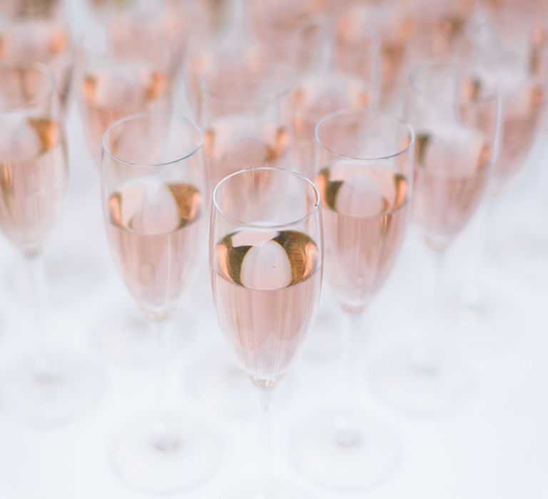 Pink Champagne Drinks Reception | Pink &amp; White At Home Marquee Wedding by Pretty Creative Styling | Jo Bradbury Photography