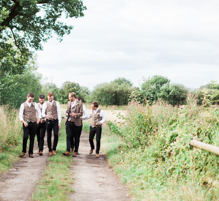 Groomsmen in Tweed Waistcoats | Pink &amp; White At Home Marquee Wedding by Pretty Creative Styling | Jo Bradbury Photography