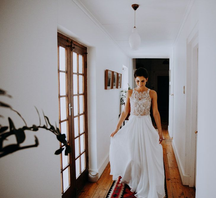 Bride in Elbeth Gillis Couture Bridal Gown | Destination Wedding at The Modern Heirloom at Overgaauw Wine Estate in South Africa | Fiona Clair Photography