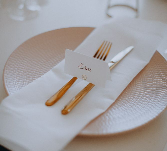 Place Setting | Destination Wedding at The Modern Heirloom at Overgaauw Wine Estate in South Africa | Fiona Clair Photography