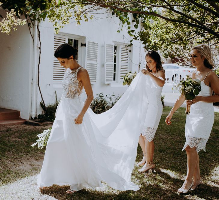 Bride in Elbeth Gillis Couture Bridal Gown | Destination Wedding at The Modern Heirloom at Overgaauw Wine Estate in South Africa | Fiona Clair Photography