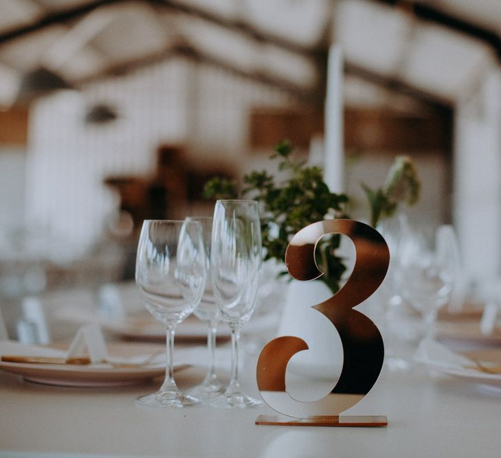 Gold Table Number | Destination Wedding at The Modern Heirloom at Overgaauw Wine Estate in South Africa | Fiona Clair Photography