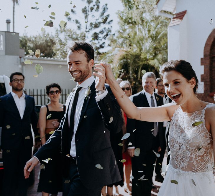 Bride in Elbeth Gillis Couture Bridal Gown | Groom in Hugo Boss Suit | Destination Wedding at The Modern Heirloom at Overgaauw Wine Estate in South Africa | Fiona Clair Photography