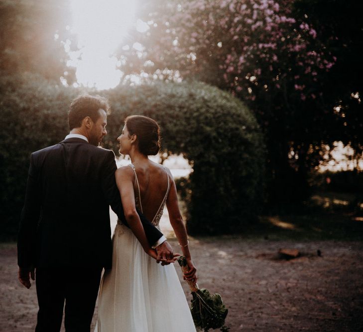 Golden Hour | Bride in Elbeth Gillis Couture Bridal Gown | Groom in Hugo Boss Suit | Destination Wedding at The Modern Heirloom at Overgaauw Wine Estate in South Africa | Fiona Clair Photography