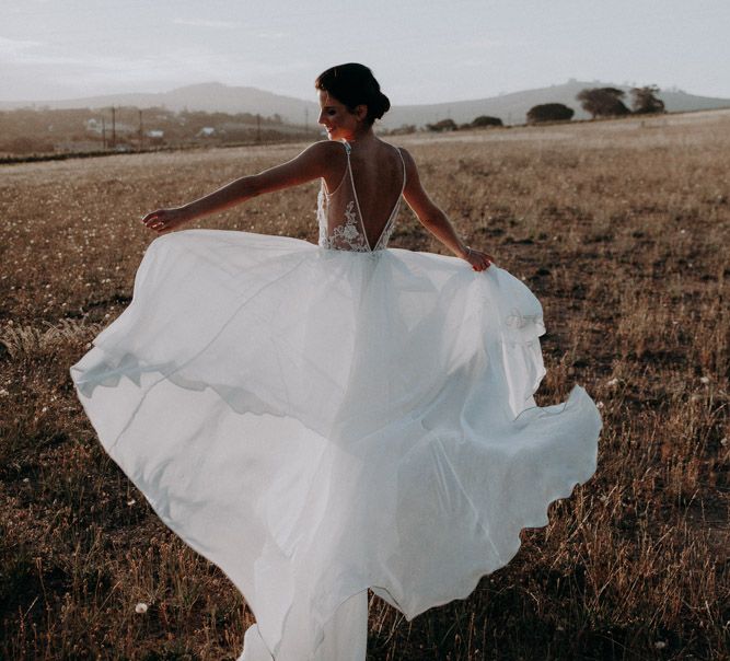 Bride in Elbeth Gillis Couture Bridal Gown | Destination Wedding at The Modern Heirloom at Overgaauw Wine Estate in South Africa | Fiona Clair Photography