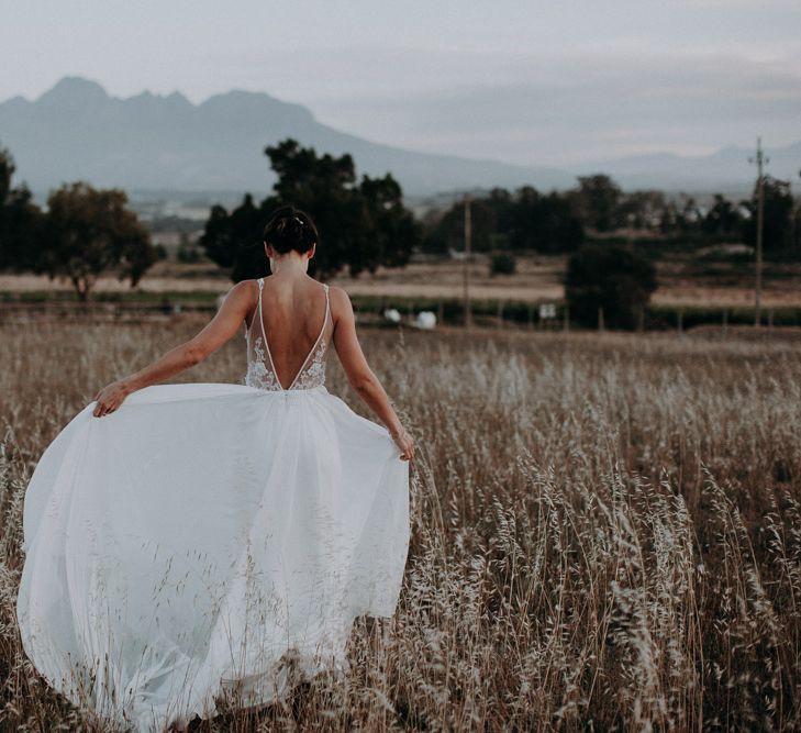 Bride in Elbeth Gillis Couture Bridal Gown | Destination Wedding at The Modern Heirloom at Overgaauw Wine Estate in South Africa | Fiona Clair Photography