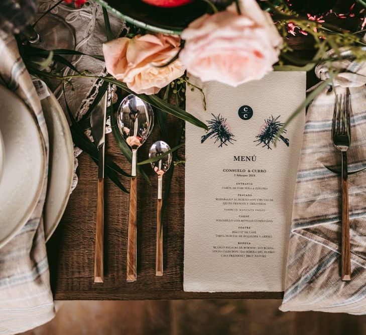 Menu card at intimate tablescape