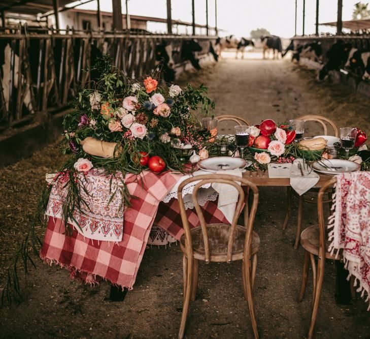 Organic tablescape decor for golden wedding anniversary