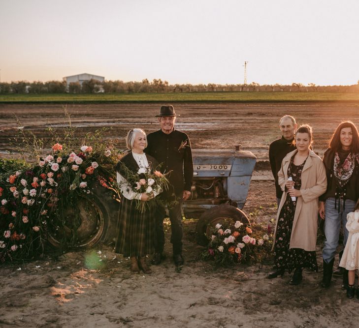 Vow renewal with family at golden wedding anniversary