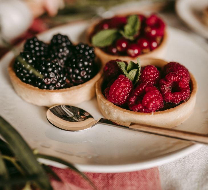 individual berry pies at golden wedding anniversary celebration